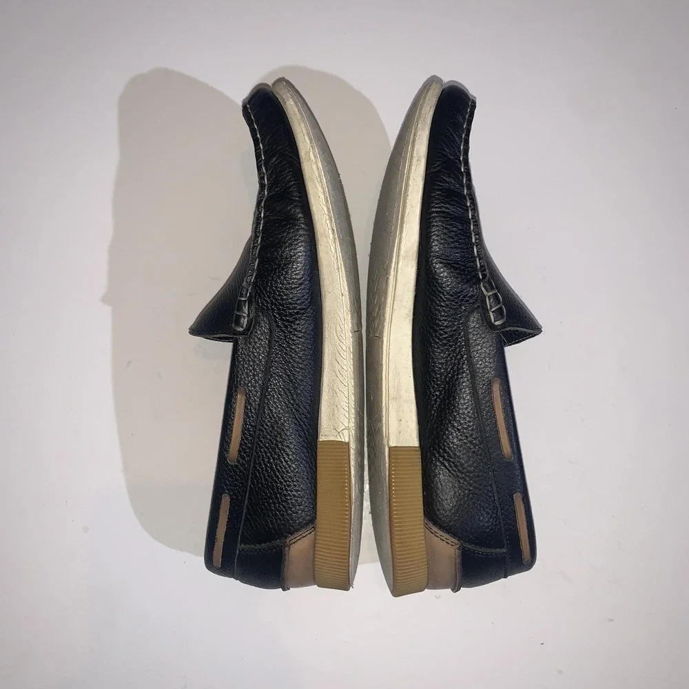Johnston & Murphy Shoes Mens Size 9.5 Black Leather Slip On Loafers Comfort